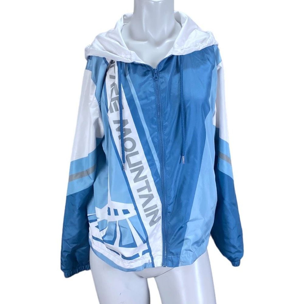 Disney Parks Space Mountain Windbreaker Jacket Blue Full Zip Hooded Women Medium